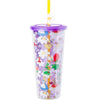 Alice in Wonderland Wild Flower Toss Plastic Cold Cup with Straw, 24 Oz.