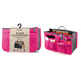 Hot Pink Travel Tote Handbag Purse Insert Cosmetic Organizer