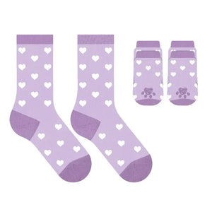 Hearts Purple Lavender Pet & Owner Matching Socks Set