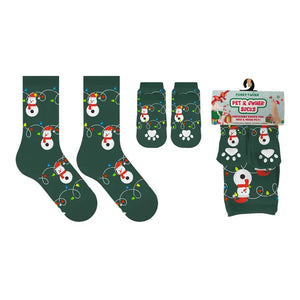 Snowman & Christmas Lights Pet & Owner Matching Socks Set