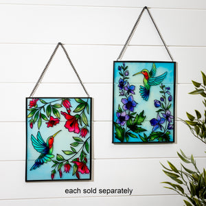 8"x10" Hummingbird Stained Glass Panel Wall Décor