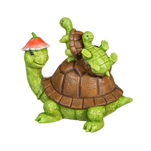 Turtle Frolicking With Babies Garden Figurine Statue 7"