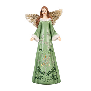 12" Shades of Green Angel Garden Statue