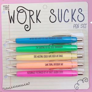 Set of 5 Work Sucks Pens