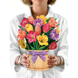 Festive Tulips Fresh Cut Paper Flowers Pop-Up Card