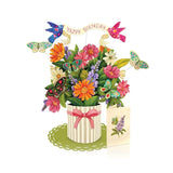 Happy Birthday Enchanted Garden Fresh Cut Paper Flowers Pop-Up Card