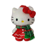 8" Sanrio Hello Kitty in Red Holiday Dress and Green Plaid Scarf Stuffed Plush