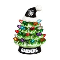 NFL Raiders LED Ceramic 4" Mini Christmas Tree