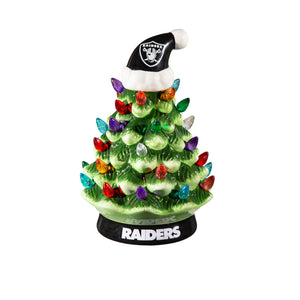 NFL Raiders 8" LED Ceramic Green Tree