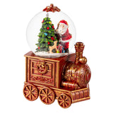 North Pole Express Train Light Up Glitter Water Lantern with Santa and Tree, 7.5"