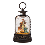 9.625" Heavenly Manger Holy Family Nativity Glitter Water Lantern