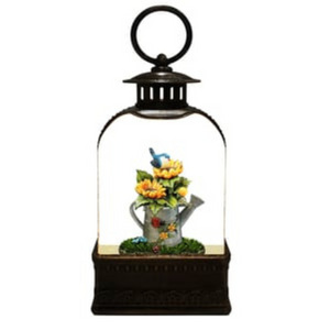 9.625" Water Can with Sunflowers Dome Glitter Lantern - At Home by Mirabeau