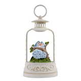 9.6" Bluebirds & Hydrangea Glitter Water Lantern