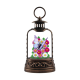 9.6" Purple Butterfly in Flowers Glitter Water Lantern