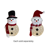9.84" LED Lighted Merry & Bright Glass Snowman with Top Hat or Santa Hat