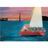 Santa & Reindeer Crew Sailing Pass San Francisco's Golden Gate Bridge Boxed Christmas Cards Pack of 18