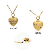 A Piece of My Heart is in Heaven Screw Top Memorial Gold Tone Heart Necklace Holds Ashes