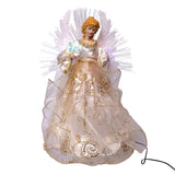 14" Ivory & Gold Fiber Optic Wing Angel Tree Topper