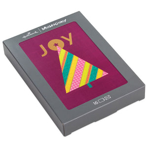 Hallmark Diagonal Striped Tree on Plum Boxed Christmas Cards