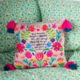 Always Remember You Are Braver, Smarter, and Loved Double Sided Throw Pillow with Tassels, 14"