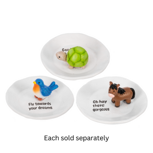 Animal Pals Blue Bird, Horse, Turtle Trinket or  Ring Dish 3"