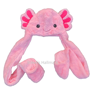 Pink Axolotl Hat with Long Scarf and Pockets