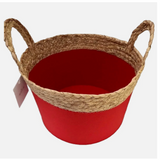 Hallmark Red Holiday Basket with Two Woven Handles, 12"