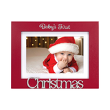 Baby's First Christmas Picture Frame with Mat and Metal Word Attachment Holds 4" x 6" or 5" x 7" Horizontal Photo
