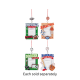 Basketball, Baseball, Soccer, Football Love of Sports Photo Frame Ornament 5.5"