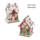 Battery Operated LED Lighted Red White & Green Gingerbread House 5"