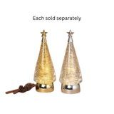 Battery Operated Lighted Gold or Silver Spinning Tree 11.75"