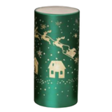 Battery Operated Lighted Green Glass Santa's Sleigh Ride Luminary 7.87"