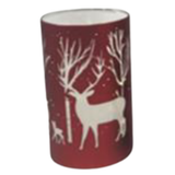 Battery Operated Lighted Red Glass Deer Luminary 5.9"