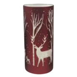 Battery Operated Lighted Red Glass Deer Luminary 7.87"