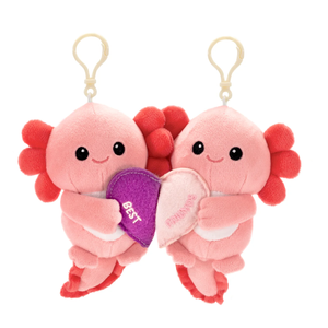 5.5" Besties Best Friends Pink Axolotls with Magnetic Heart Plush Stuffed Animal Clip