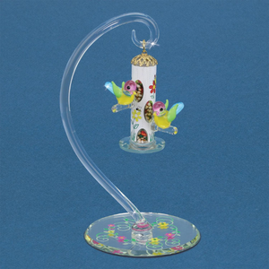 Bird Feeder Glass Figurine