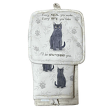 Black Kitten Cat Lover's Oven Mitt, Potholder, and Kitchen Towel Set, 100% Cotton
