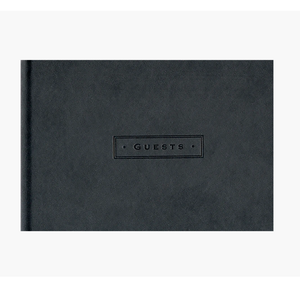 Classic Black Vegan Leather Cover Guest Book 96 Pages