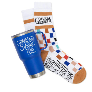 Hallmark Grandkid Chasing Fuel Father's Day Blue Travel Mug With Socks