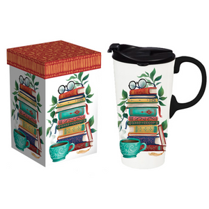 Books on Books Love to Read 17 Oz. Travel Cup with Lid and Box