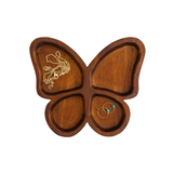 Butterfly Carved Wood Trinket Dish, 5"