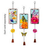Butterfly or Bird Glow-in-the-Dark Stained Glass Hanging Décor with Bell
