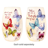 Butterfly with Sentiment Pre-Lit Glass Vase 5.25"