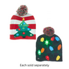 Battery-Operated Knit Hat with LED Christmas Pattern, 2 Assorted