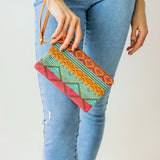 Colorful Boho Wristlet Pouch Bag 8"x5"