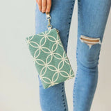 Mint Geometric Wristlet Pouch Bag 8"x5"