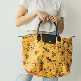 Yellow Floral Foldable Tote Bag 20.5"x14.5"x7"