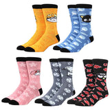 Sanrio Hello Kitty & Friends Naruto Characters 5 Pair Crew Socks