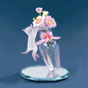Glass Baron Cat & Vase Glass Figurine