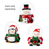 Christmas Characters Santa Snowman Penguin Resin Waterglobe 1.9"W x 2.5"H